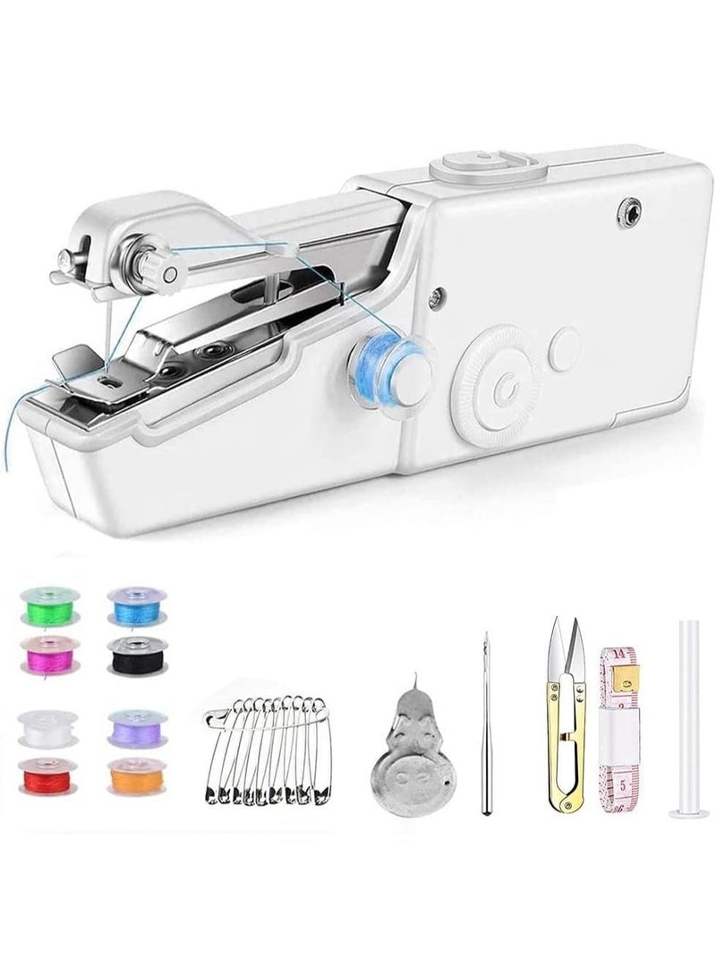 Portable Handheld Mini Electric Sewing Machine - Cordless Stitching Machine for Beginners & DIY - Compact Battery Operated Mending Tool for Clothes, Fabrics, Travel & Quick Home Repairs (White) - Image 5